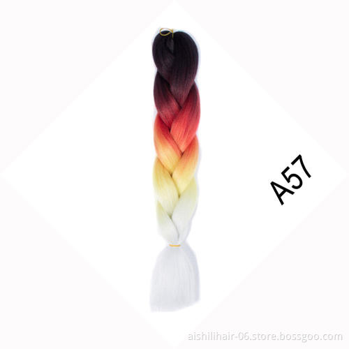 Four-Color Jumbo Braiding Hair 100g 24 Inches crochet Braid Hair Extension Synthetic Hair Wholesale